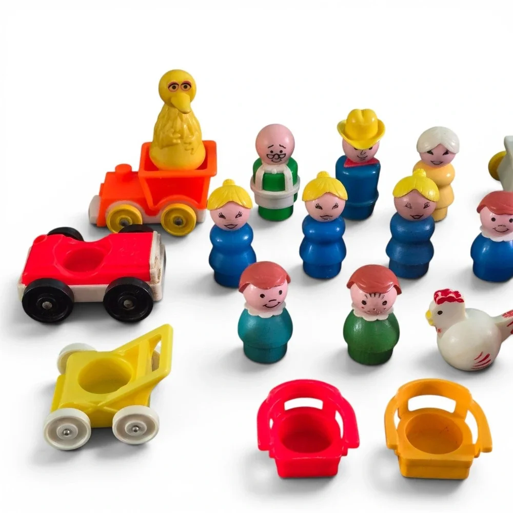 Vintage Fisher Price Little People Lot Bird Bird Sesame Street Vehicles Figures